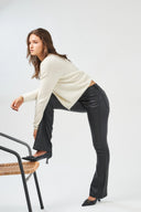 Pantalon flare enduit noir coupe ajustée ANA & LUCY