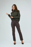 Pantalon straight-leg Emma de couleur marron foncé ANA & LUCY.