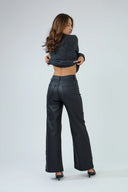 Pantalon wide Corinne ANA & LUCY en similicuir noir
