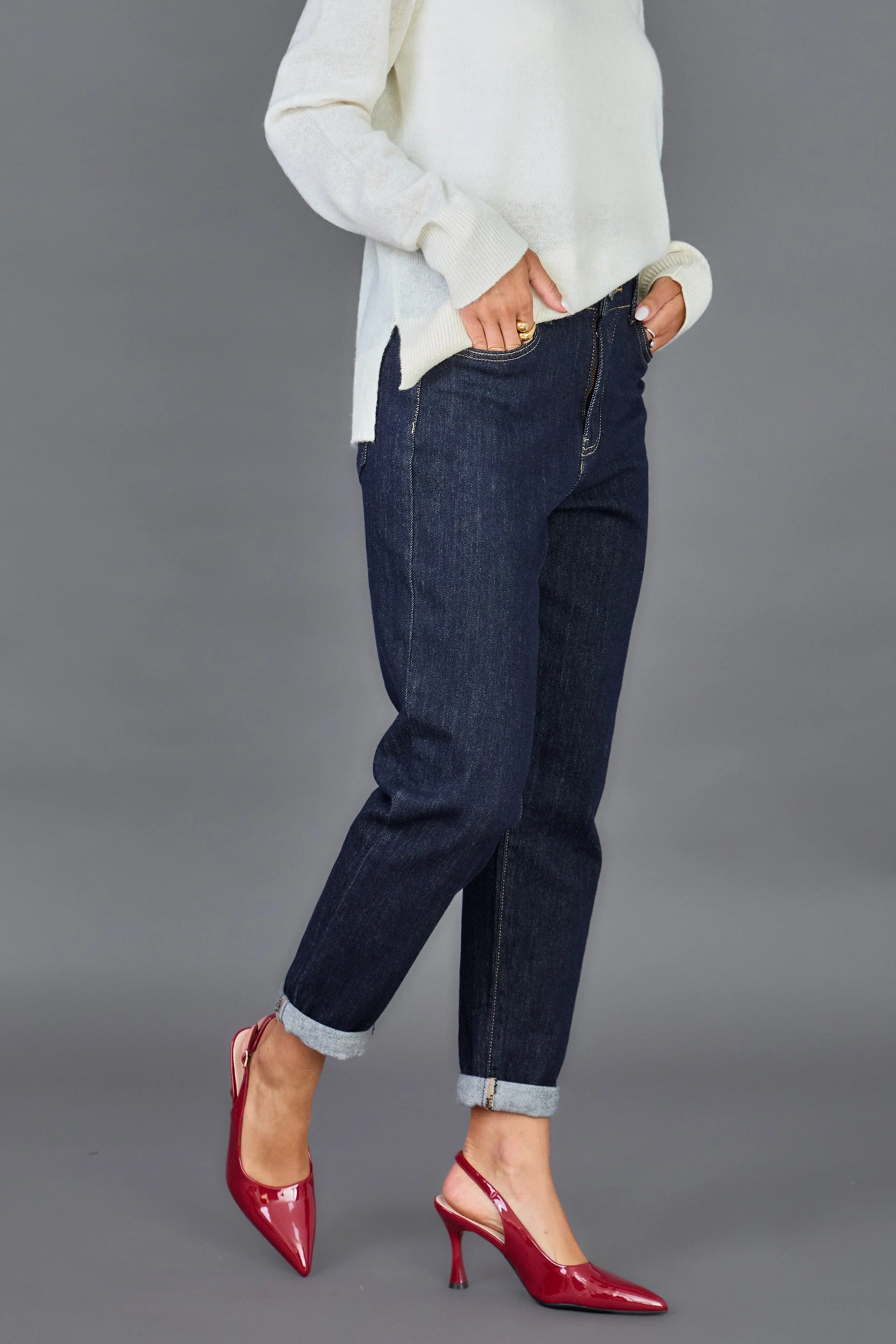Pantalon Jean Droit Gris Femme Ana Lucy - Taille 40 - Occasion Très Bon état