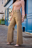 Pantalon wide leg taille haute de couleur beige ANA & LUCY