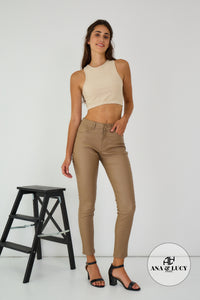 Pantalon enduit outlet beige