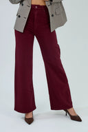 Pantalon wide leg bordeaux à taille haute